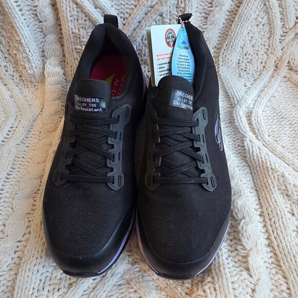 NEW Skechers Women's Arch Fit SR Evzan Alloy Toe Work Sneakers Size 8.5 Black‎ - Picture 4 of 8